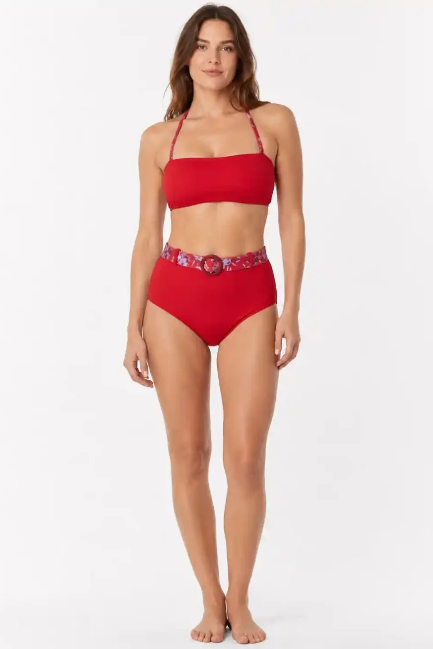 BIKINI BANDEAU CARMÍN ELENA MORALES HUAHINE SS26 1
