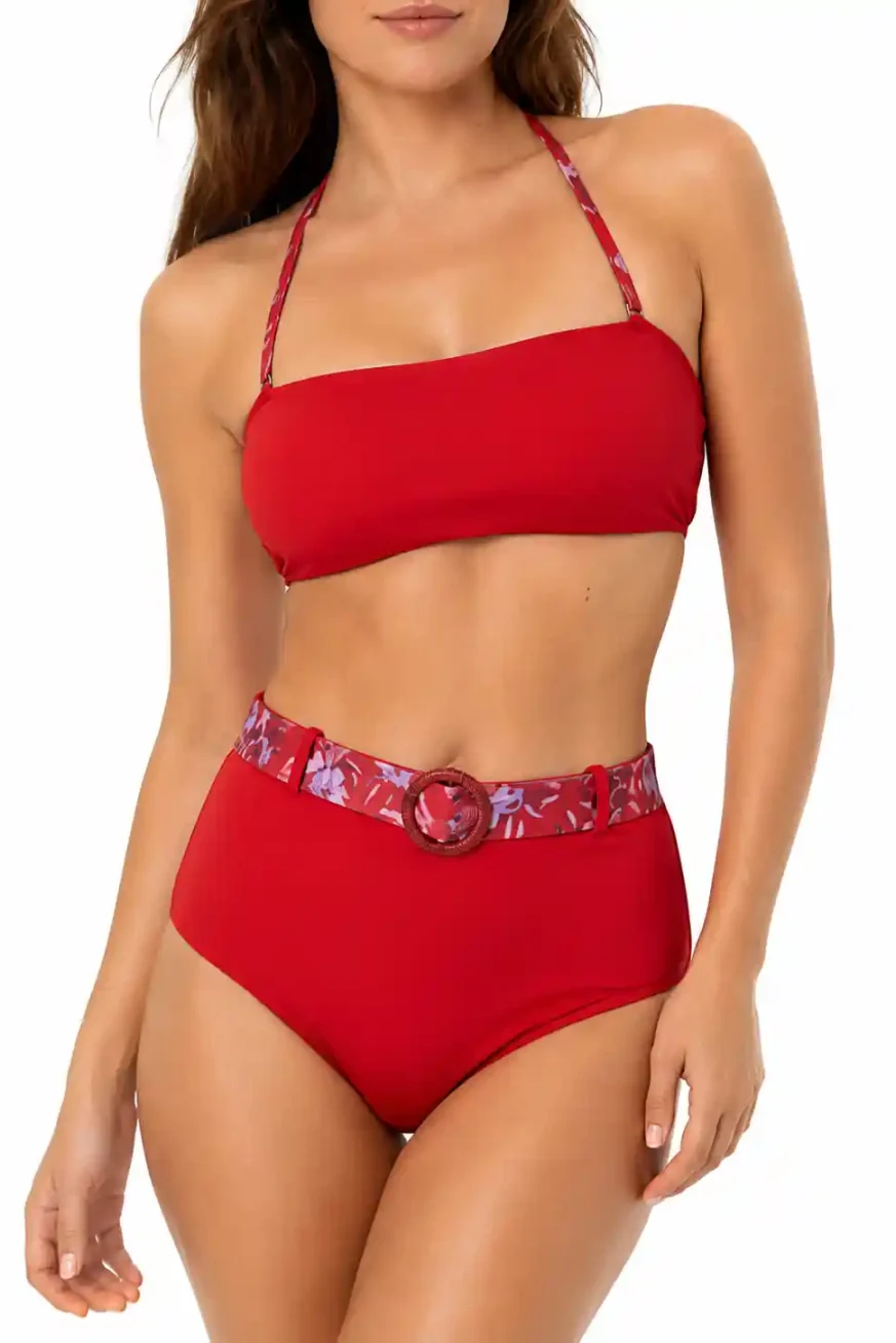 BIKINI BANDEAU CARMÍN ELENA MORALES HUAHINE SS26 3