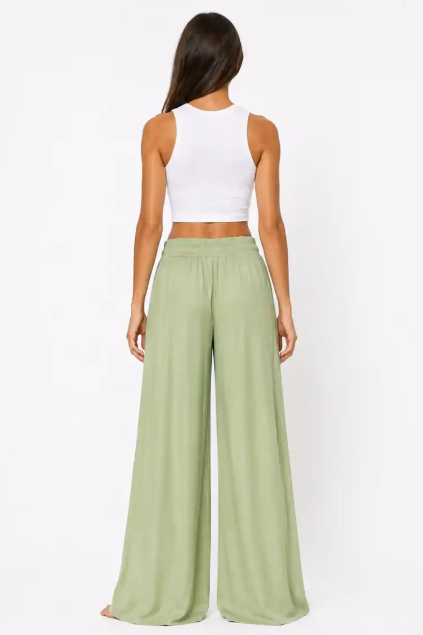 PANTALÓN PALAZZO SOFT GREEN ELENA MORALES HUAHINE 2