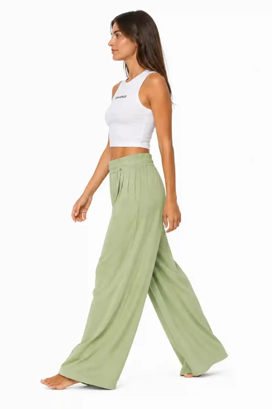 PANTALÓN PALAZZO SOFT GREEN ELENA MORALES HUAHINE 3