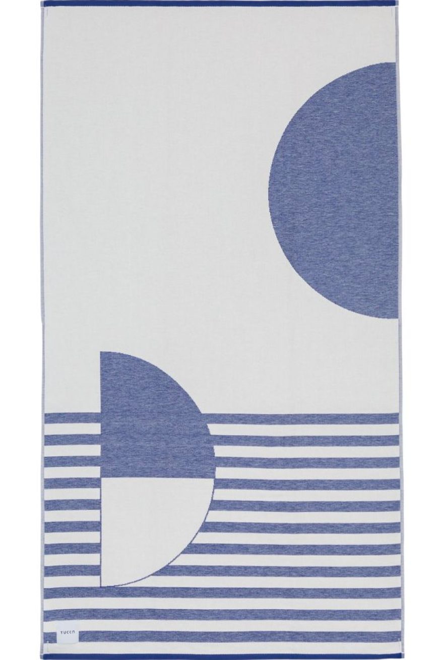 Toalla Tucca Florida azul mar estirada