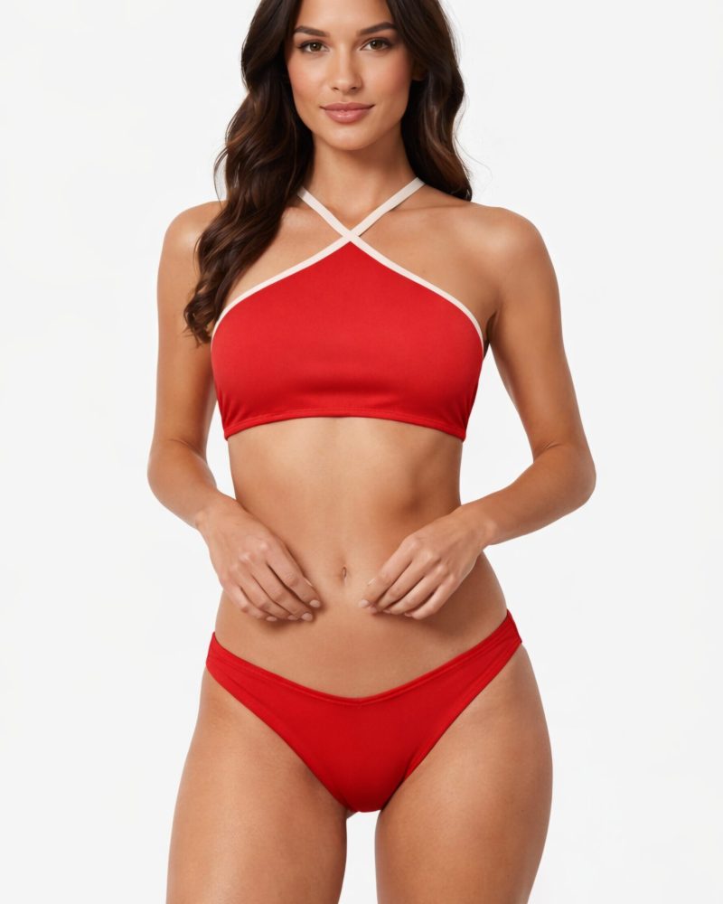 Bikini Carmín de Elena Morales, vista detalle.