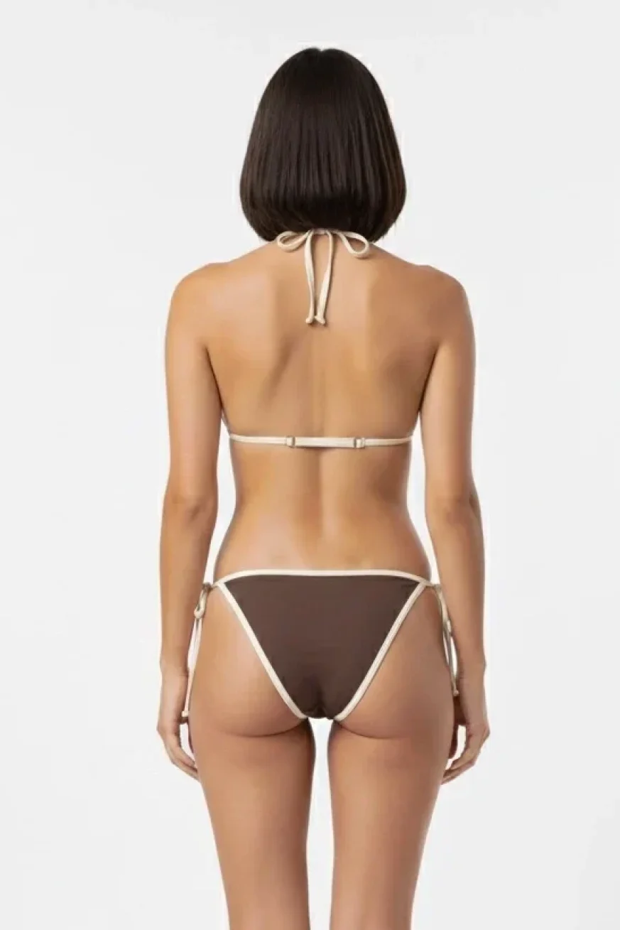 Bikini Huahine Chocolate de Elena Morales, vista espalda.