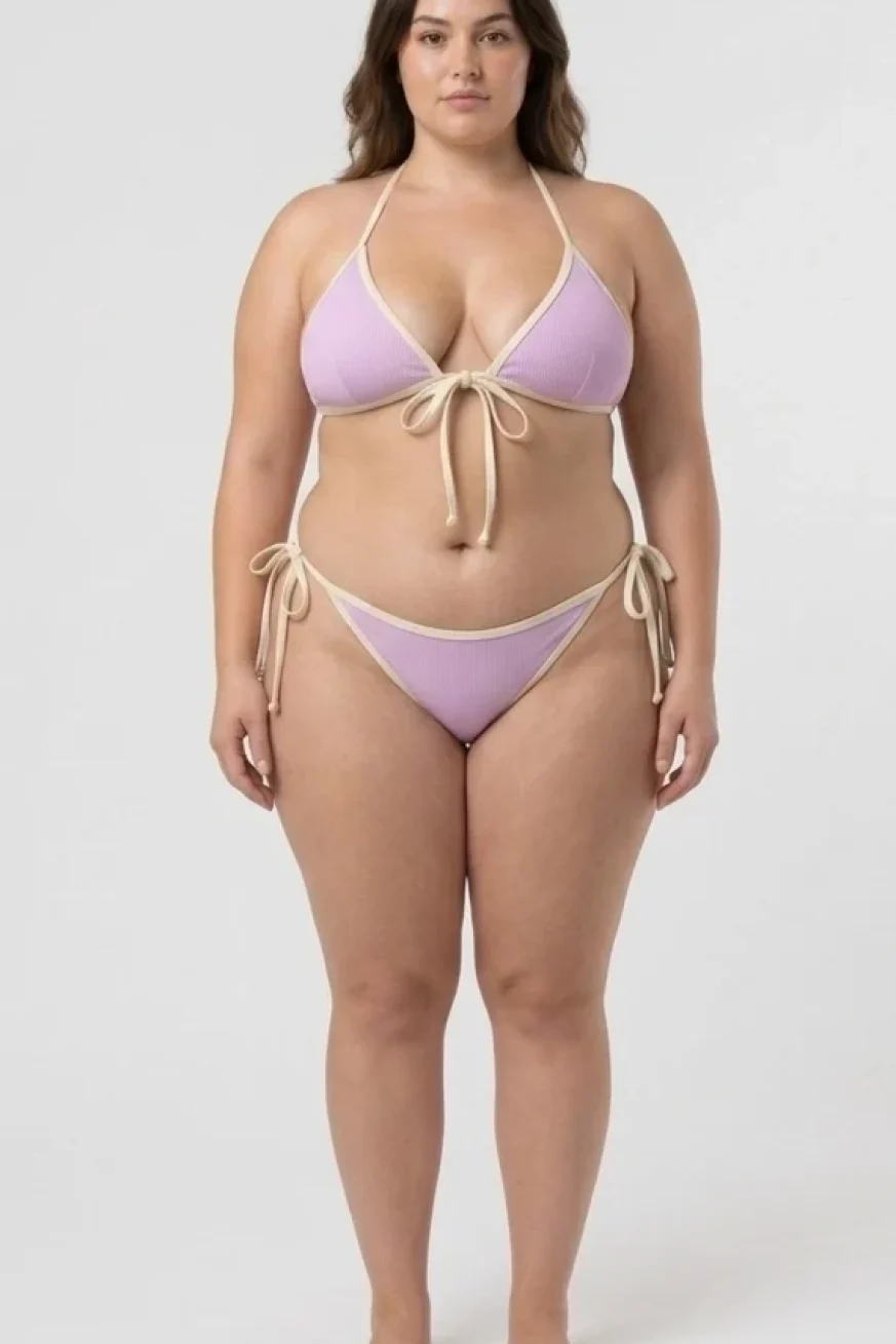 Bikini Huahine Rosê de Elena Morales, vista detalle.