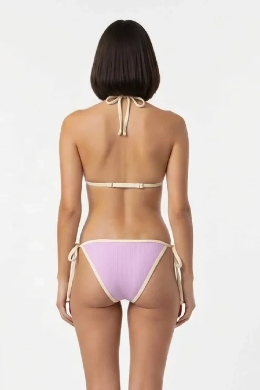 Bikini Huahine Rosê de Elena Morales, vista detalle.