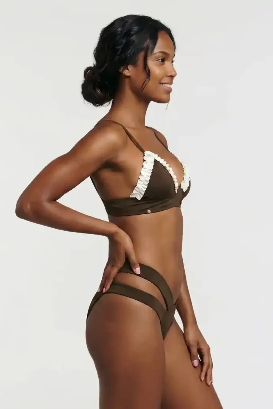 Bikini Sahara Chocolate - Colección permanente de Elena Morales, vista detalle.