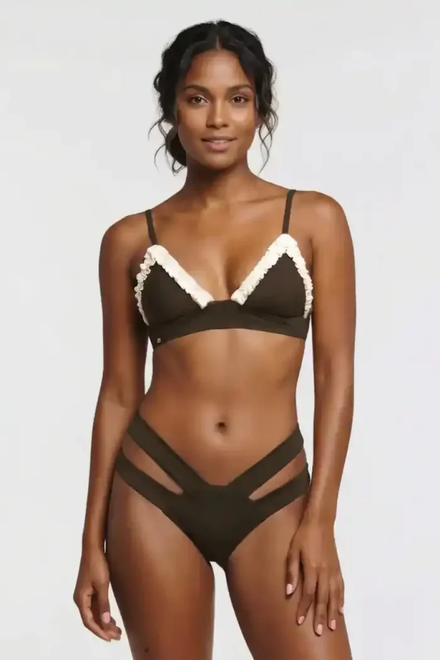 Bikini Sahara Chocolate - Colección permanente de Elena Morales, vista detalle.