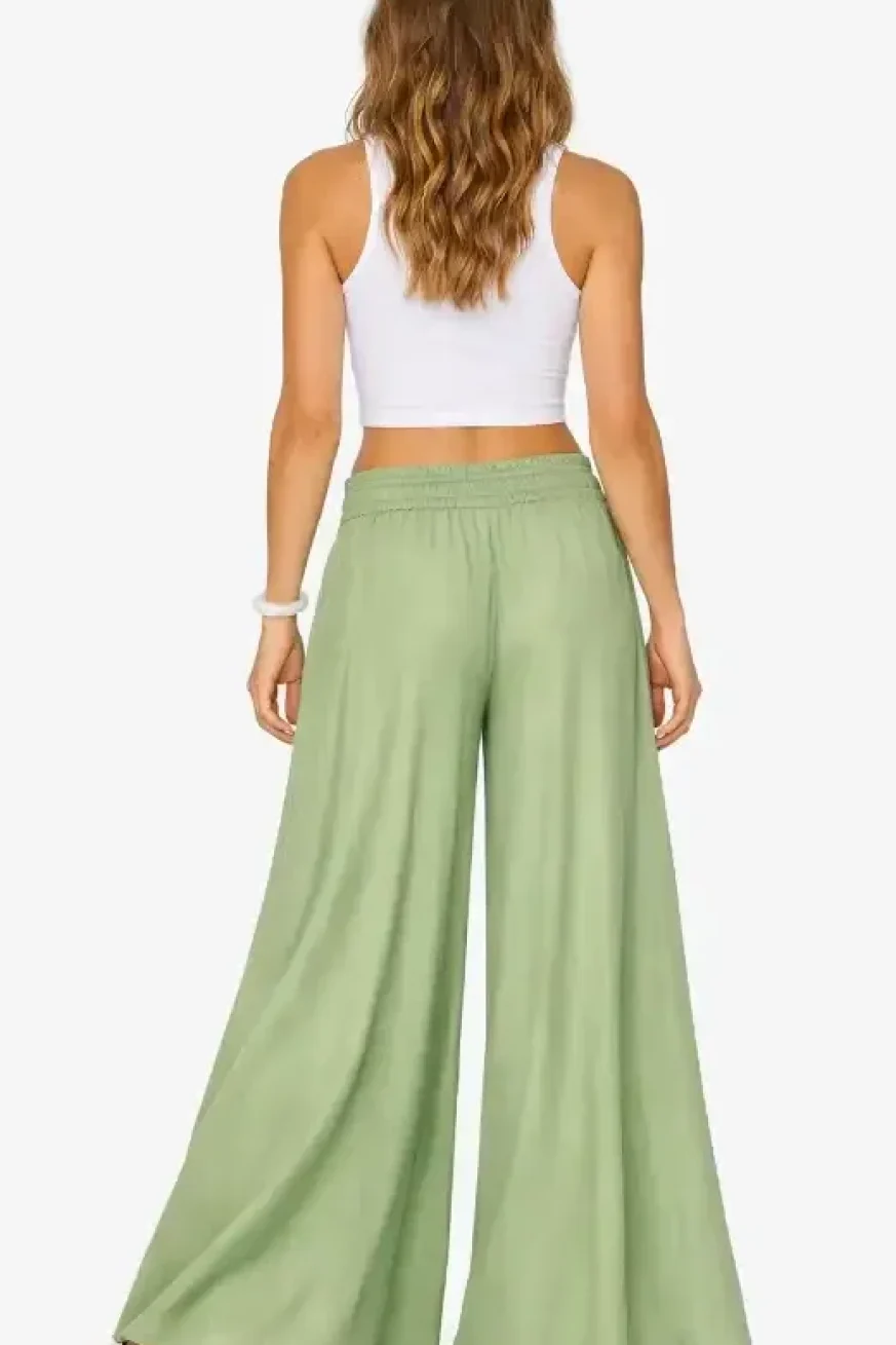 Pantalón Palazzo Soft Green de Elena Morales, vista detalle.
